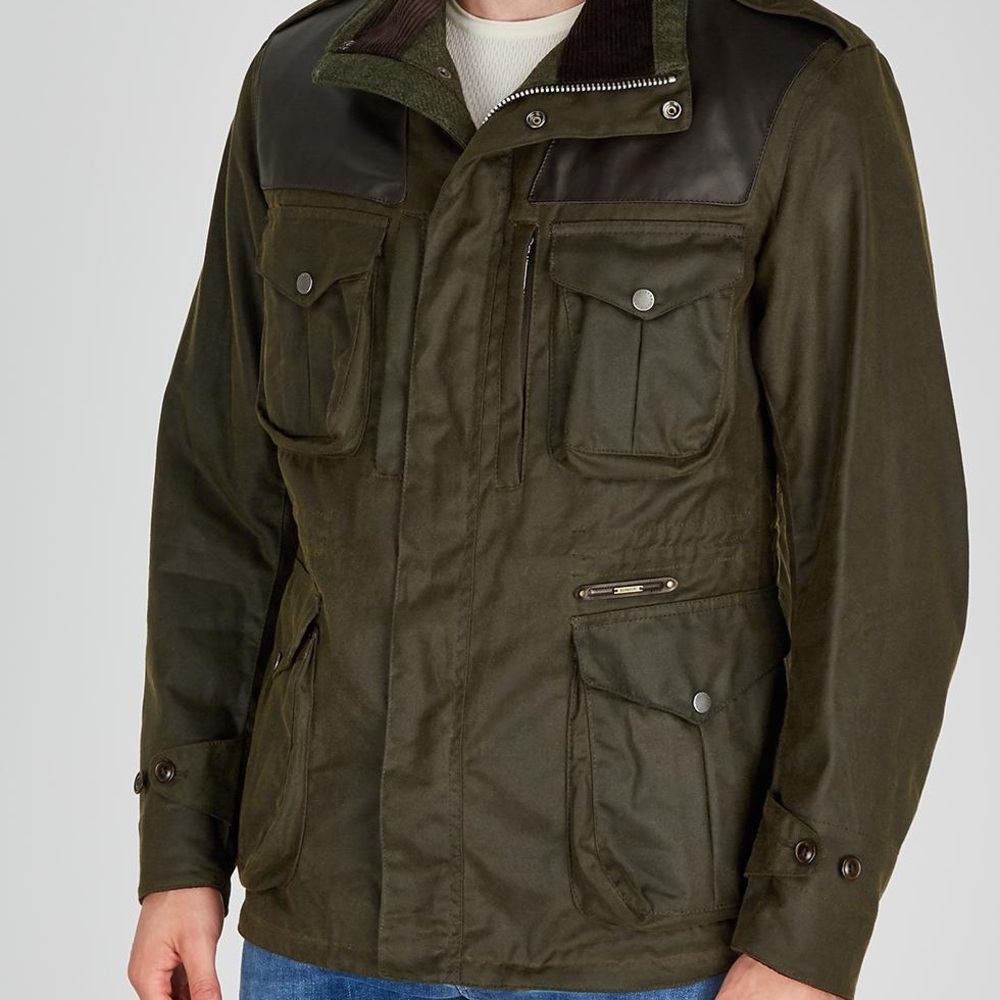 Barbour Gold Standard Supa-Corbridge Leather-Trimmed Waxed Cotton Jacket